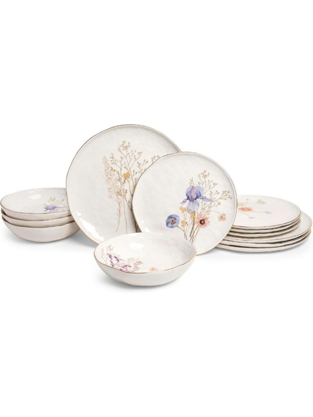 Luxury 12-Piece Porcelain Dinnerware Set for 4 - Glossy White Plates & Bowls